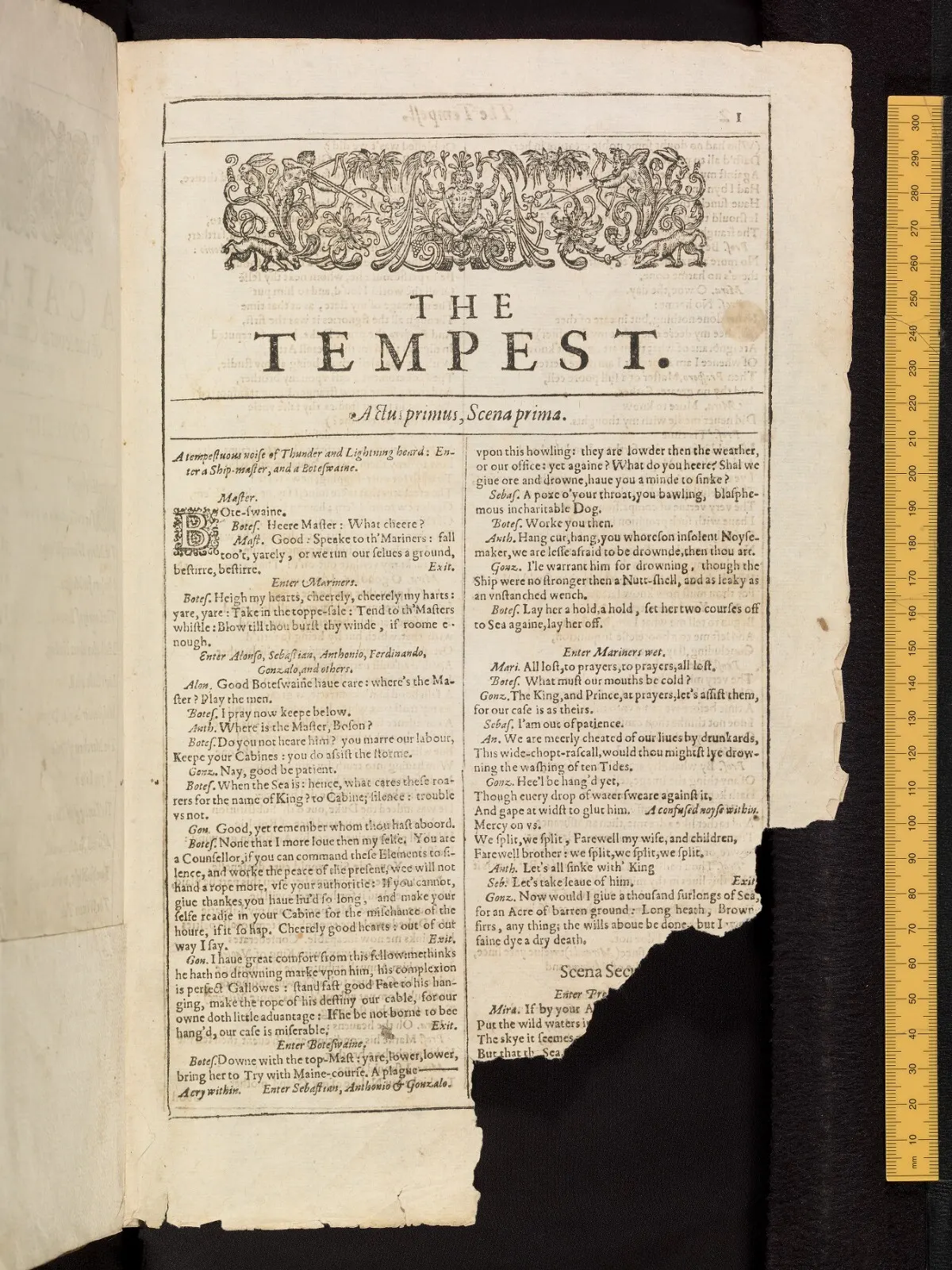 The Tempest in the Bodleian First Folio, fol. ²A1r