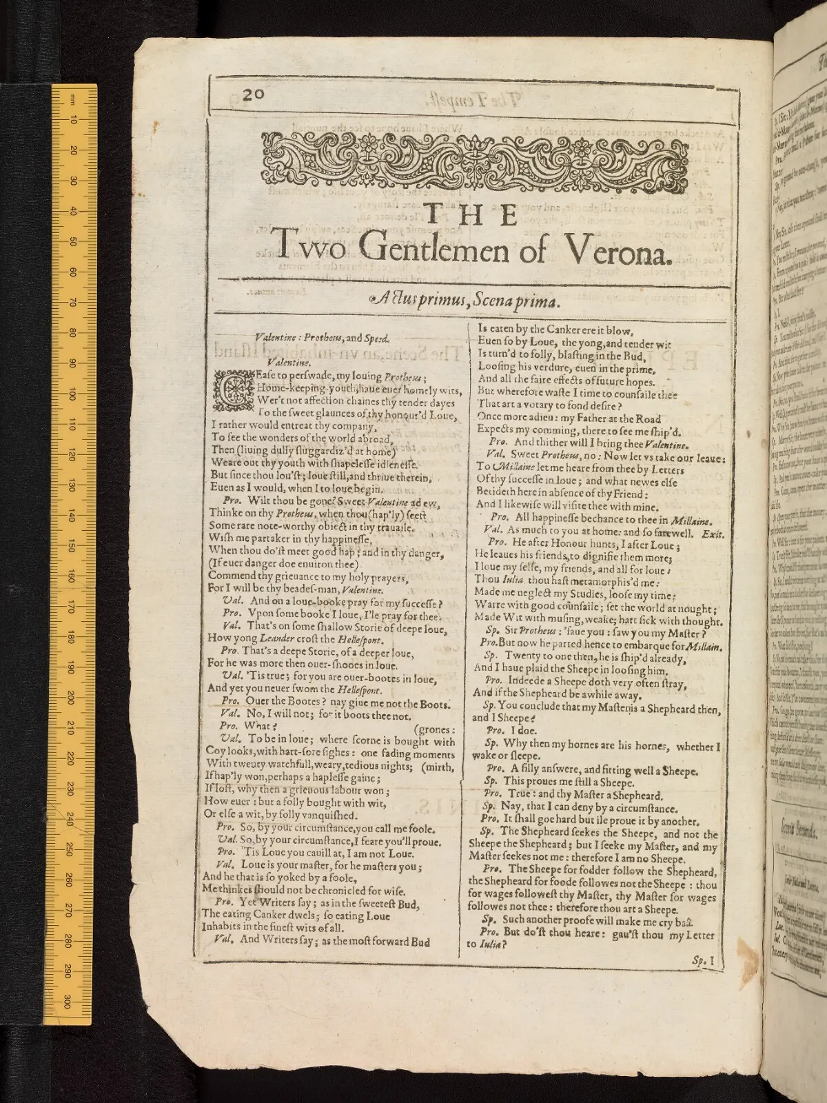 The Two Gentlemen of Verona in the Bodleian First Folio, fol. B4v