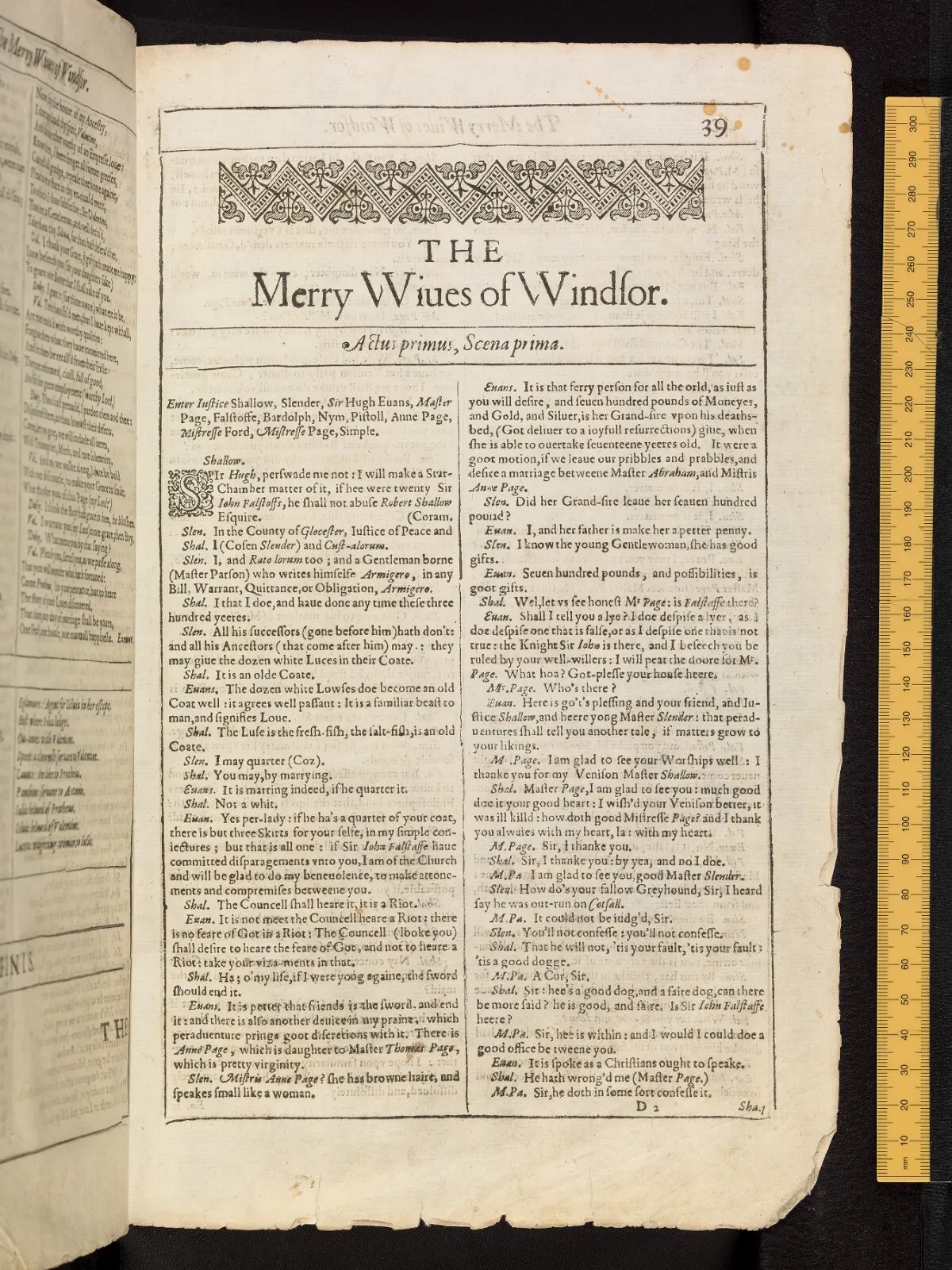 The Merry Wives of Windsor in the Bodleian First Folio, fol. D2r
