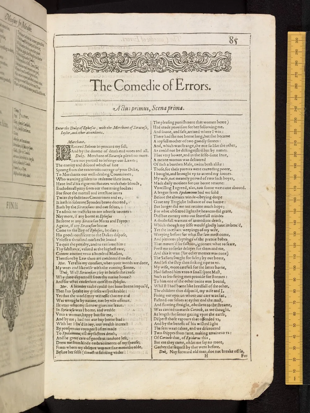 The Comedy of Errors in the Bodleian First Folio, fol. H1r