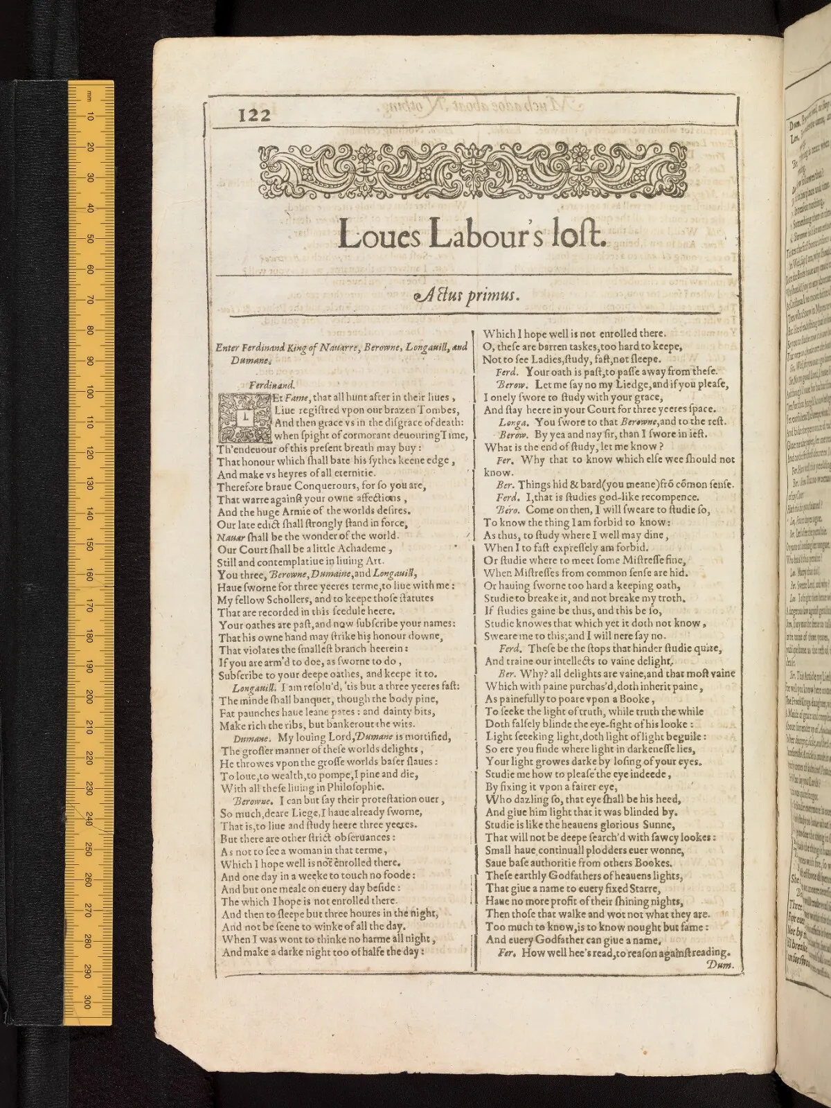 Love's Labour's Lost in the Bodleian First Folio, fol. L1v