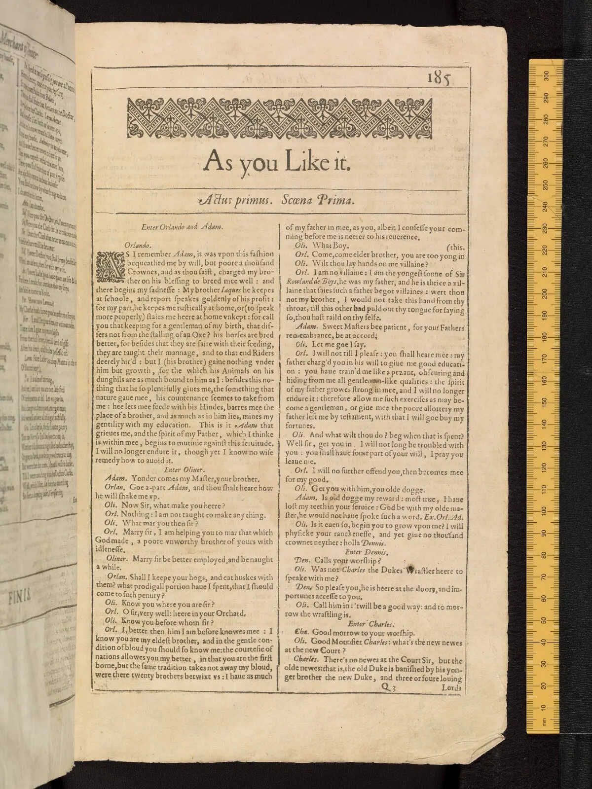 As You Like It in the Bodleian First Folio, fol. Q3r