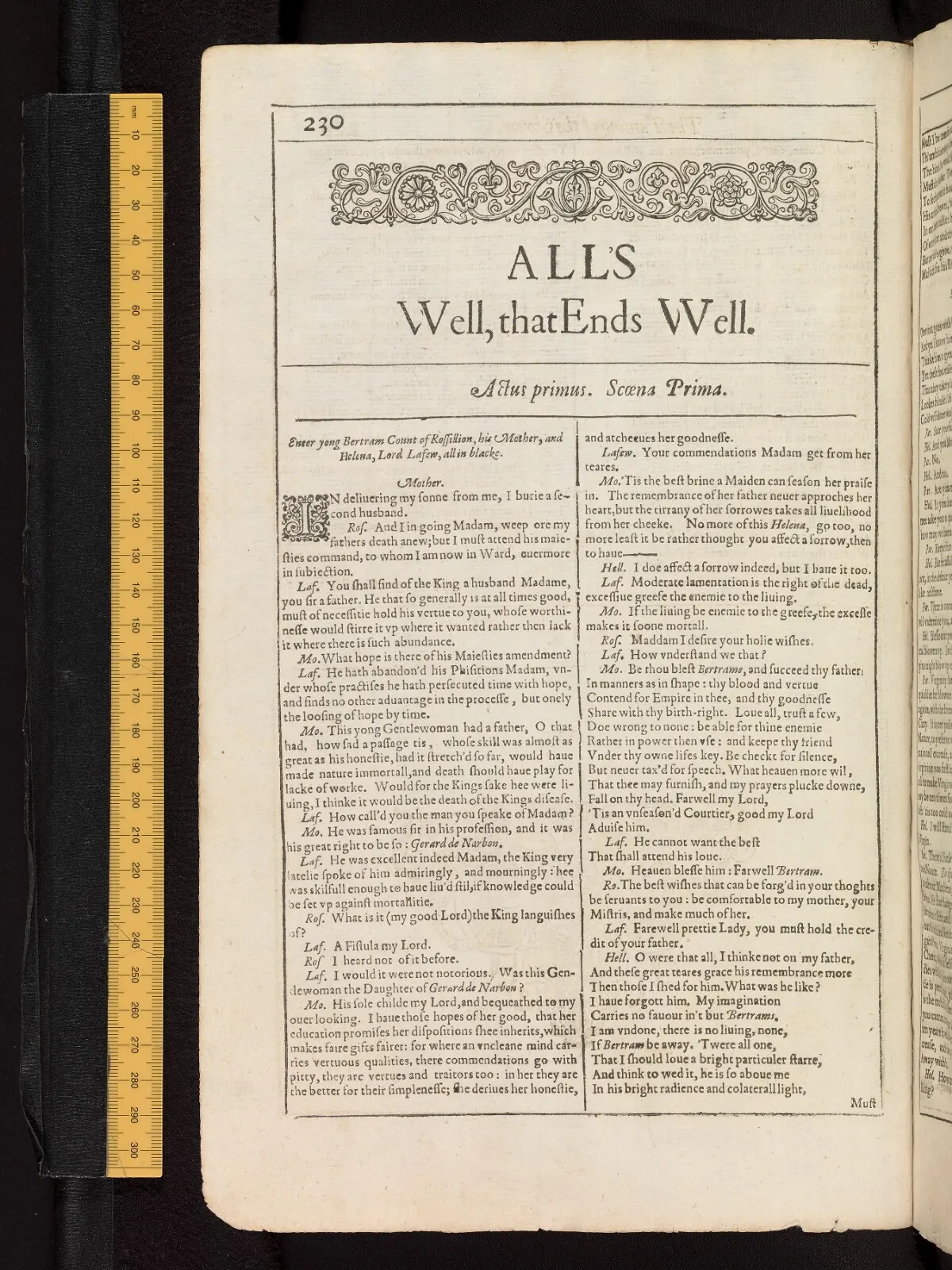 All's Well That Ends Well in the Bodleian First Folio, fol. V1v
