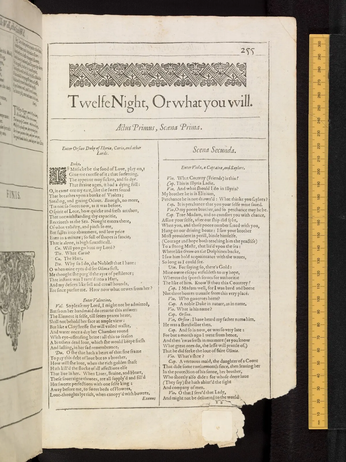 Twelfth Night in the Bodleian First Folio, fol. Y2r