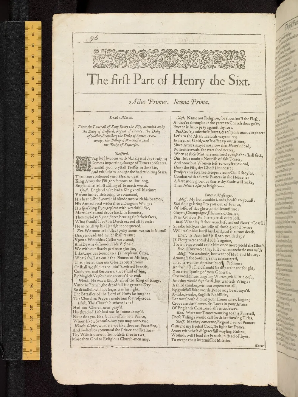 Henry VI, Part 1 in the Bodleian First Folio, fol. k2v