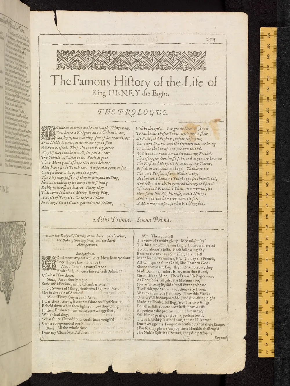 Henry VIII in the Bodleian First Folio, fol. t3r