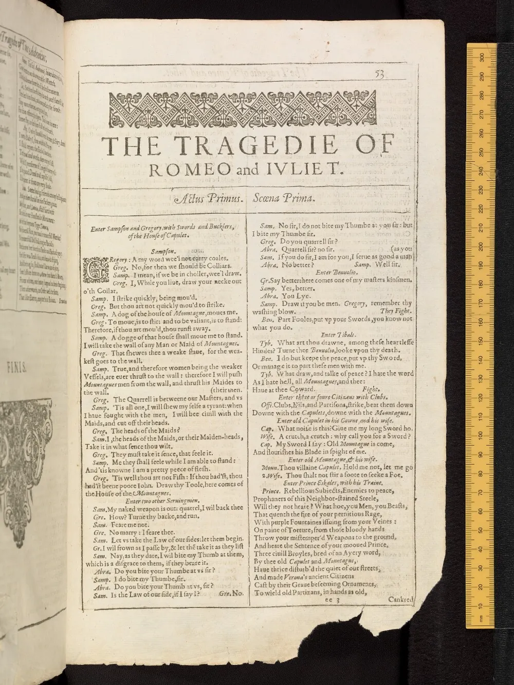 Romeo and Juliet in the Bodleian First Folio, fol. ee3r