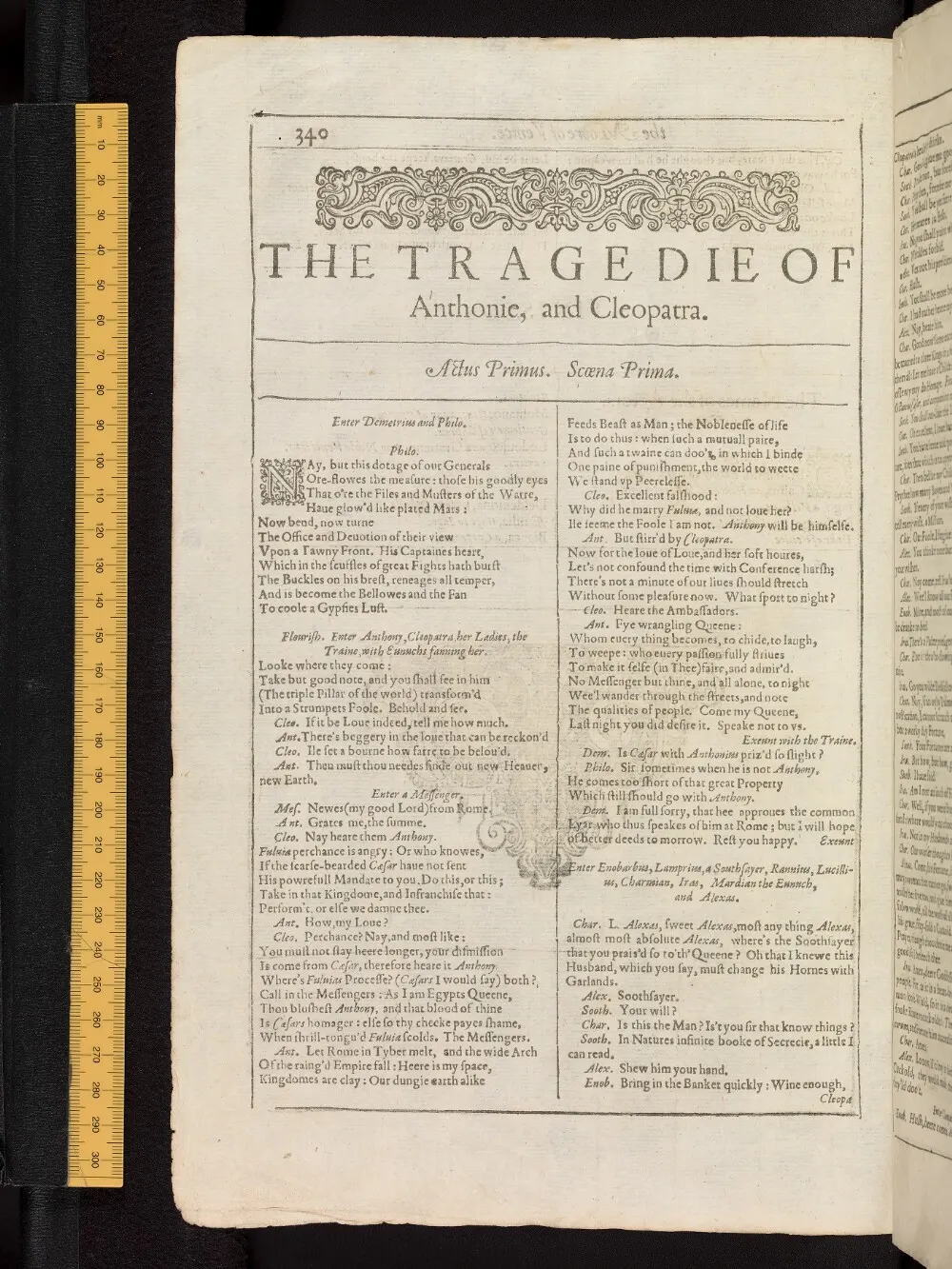 Antony and Cleopatra in the Bodleian First Folio, fol. vv6v