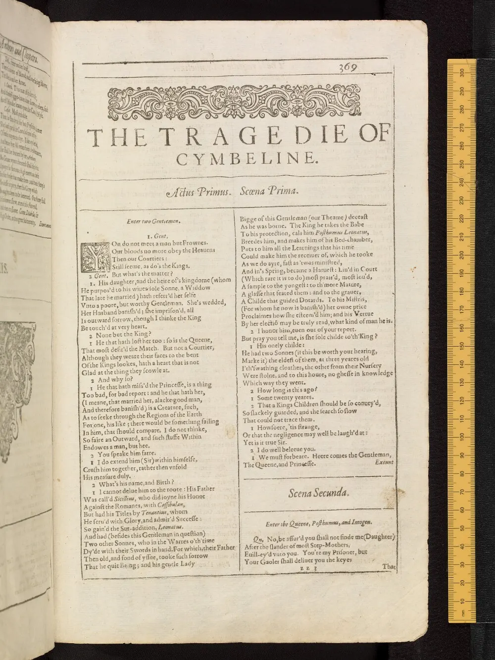 Cymbeline in the Bodleian First Folio, fol. zz3r